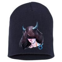 Taurus Zodiac Sign Watercolor Illustration Short Acrylic Beanie