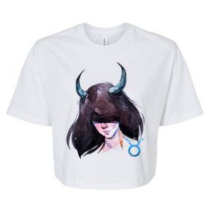 Taurus Zodiac Sign Watercolor Illustration Bella+Canvas Jersey Crop Tee