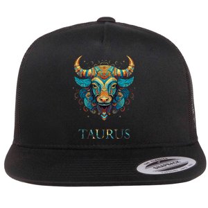 Taurus Zodiac Star Sign Personality Flat Bill Trucker Hat