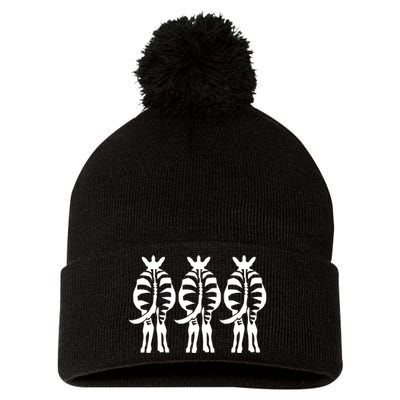 Three Zebras Pom Pom 12in Knit Beanie