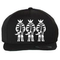 Three Zebras Wool Snapback Cap