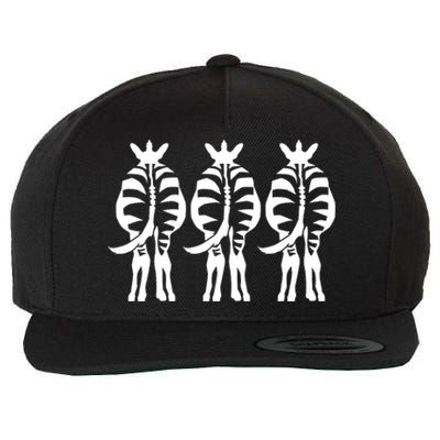 Three Zebras Wool Snapback Cap