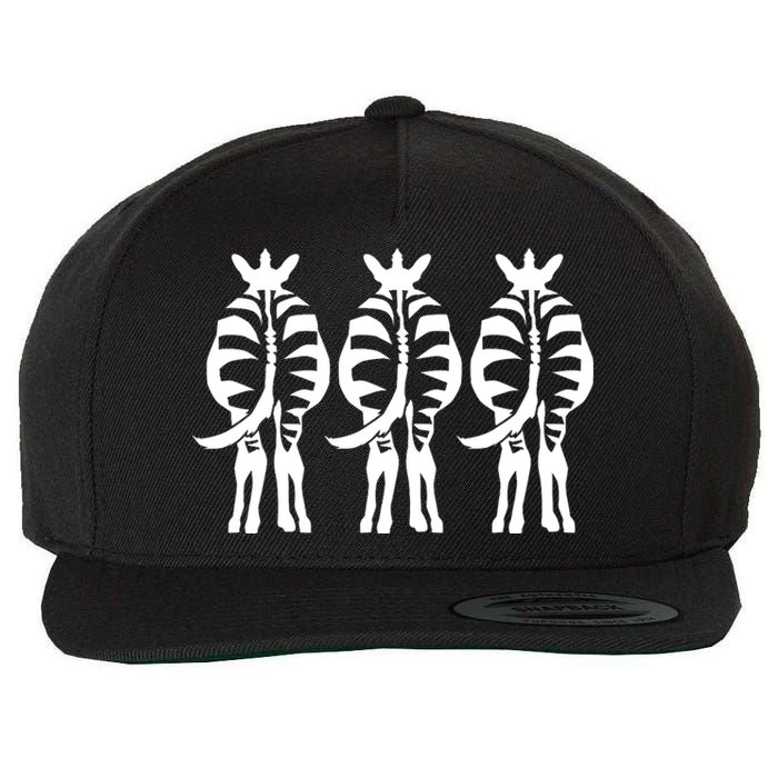 Three Zebras Wool Snapback Cap