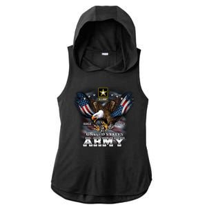 U.S. Army Eagle And Flag Ladies PosiCharge Tri-Blend Wicking Draft Hoodie Tank