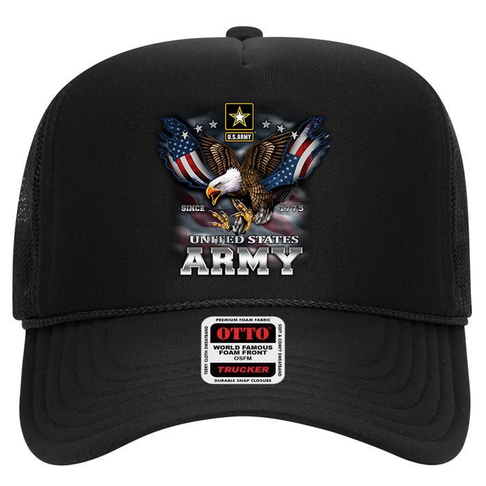 U.S. Army Eagle And Flag High Crown Mesh Back Trucker Hat