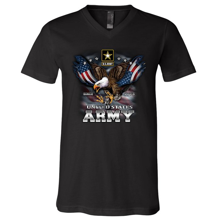 U.S. Army Eagle And Flag V-Neck T-Shirt