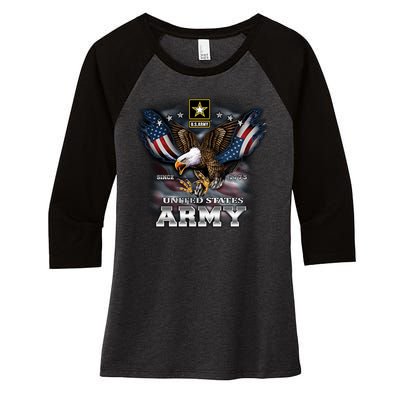 U.S. Army Eagle And Flag Women's Tri-Blend 3/4-Sleeve Raglan Shirt