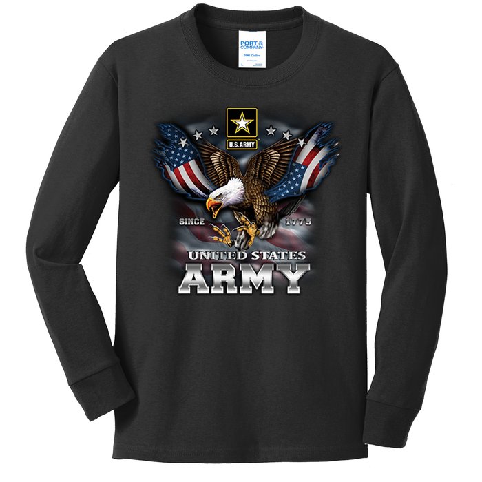 U.S. Army Eagle And Flag Kids Long Sleeve Shirt