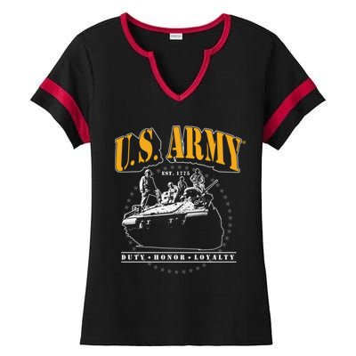 U.S. Army Tank Duty Honor Loyalty Ladies Halftime Notch Neck Tee