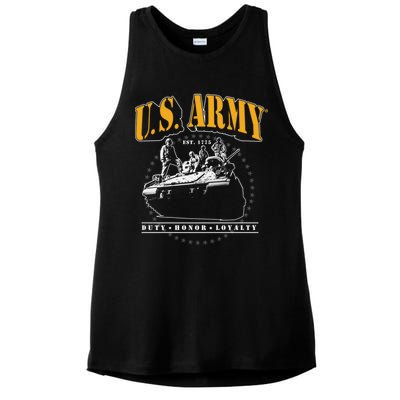 U.S. Army Tank Duty Honor Loyalty Ladies PosiCharge Tri-Blend Wicking Tank