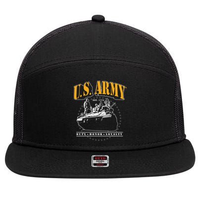 U.S. Army Tank Duty Honor Loyalty 7 Panel Mesh Trucker Snapback Hat