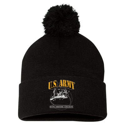 U.S. Army Tank Duty Honor Loyalty Pom Pom 12in Knit Beanie