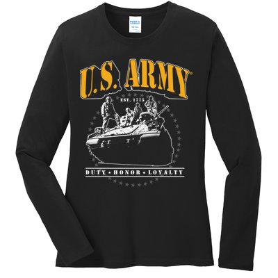 U.S. Army Tank Duty Honor Loyalty Ladies Long Sleeve Shirt