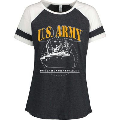 U.S. Army Tank Duty Honor Loyalty Enza Ladies Jersey Colorblock Tee