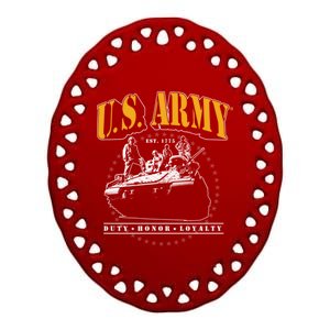 U.S. Army Tank Duty Honor Loyalty Ceramic Oval Ornament