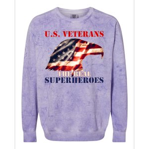 U.S. Veterans The Real Superheroes Eagle American Flag Colorblast Crewneck Sweatshirt