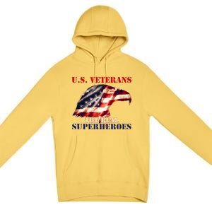 U.S. Veterans The Real Superheroes Eagle American Flag Premium Pullover Hoodie