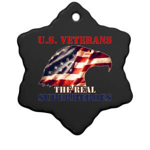 U.S. Veterans The Real Superheroes Eagle American Flag Ceramic Star Ornament