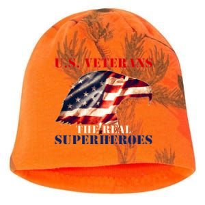 U.S. Veterans The Real Superheroes Eagle American Flag Kati - Camo Knit Beanie