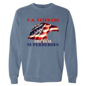 U.S. Veterans The Real Superheroes Eagle American Flag Garment-Dyed Sweatshirt