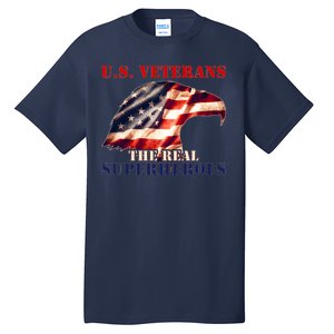 U.S. Veterans The Real Superheroes Eagle American Flag Tall T-Shirt