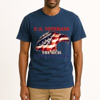 U.S. Veterans The Real Superheroes Eagle American Flag Tall T-Shirt