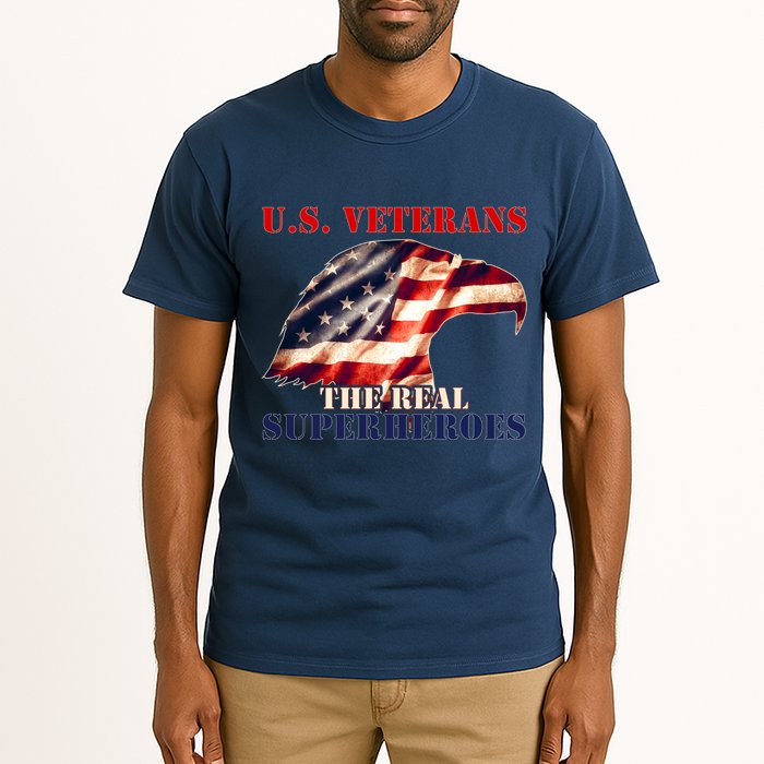U.S. Veterans The Real Superheroes Eagle American Flag Tall T-Shirt