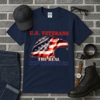 U.S. Veterans The Real Superheroes Eagle American Flag Tall T-Shirt