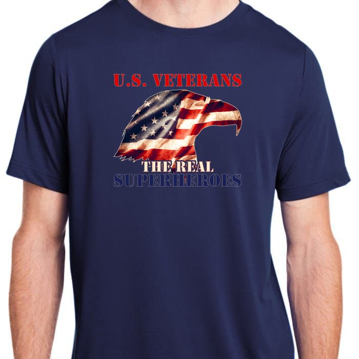 U.S. Veterans The Real Superheroes Eagle American Flag Adult ChromaSoft Performance T-Shirt