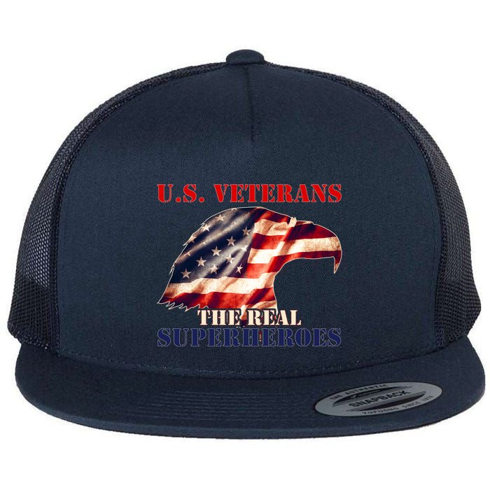 U.S. Veterans The Real Superheroes Eagle American Flag Flatbill Hat