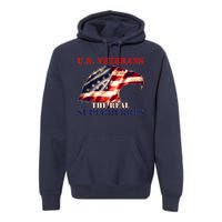 U.S. Veterans The Real Superheroes Eagle American Flag Premium Hoodie