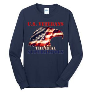 U.S. Veterans The Real Superheroes Eagle American Flag Tall Long Sleeve T-Shirt