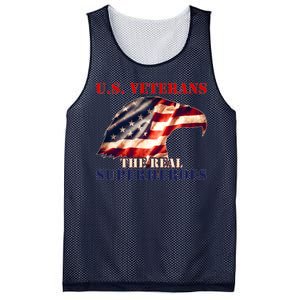 U.S. Veterans The Real Superheroes Eagle American Flag Mesh Reversible Basketball Jersey Tank