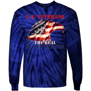 U.S. Veterans The Real Superheroes Eagle American Flag Tie-Dye Long Sleeve Shirt