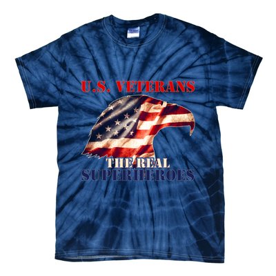 U.S. Veterans The Real Superheroes Eagle American Flag Tie-Dye T-Shirt
