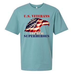 U.S. Veterans The Real Superheroes Eagle American Flag Sueded Cloud Jersey T-Shirt