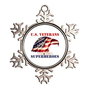 U.S. Veterans The Real Superheroes Eagle American Flag Metallic Star Ornament