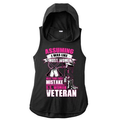 U.S. Woman Veteran Ladies PosiCharge Tri-Blend Wicking Draft Hoodie Tank