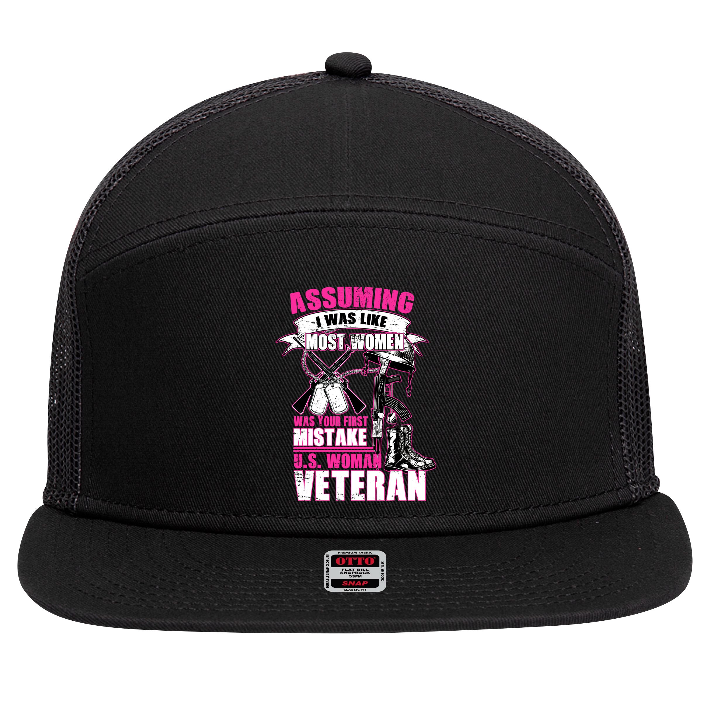 U.S. Woman Veteran 7 Panel Mesh Trucker Snapback Hat