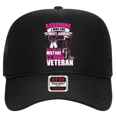 U.S. Woman Veteran High Crown Mesh Back Trucker Hat