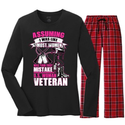 U.S. Woman Veteran Women's Long Sleeve Flannel Pajama Set 