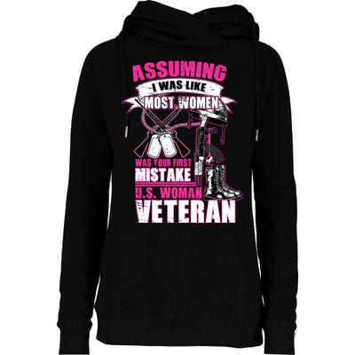 U.S. Woman Veteran Womens Funnel Neck Pullover Hood