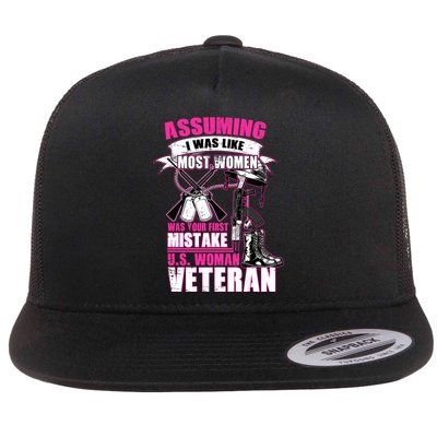 U.S. Woman Veteran Flat Bill Trucker Hat