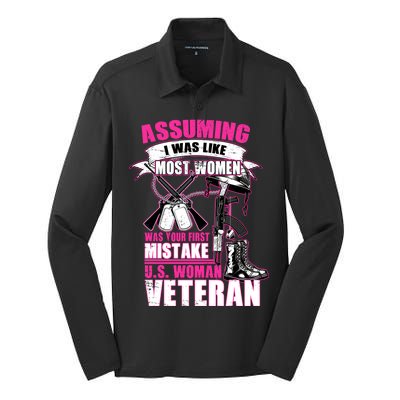 U.S. Woman Veteran Silk Touch Performance Long Sleeve Polo