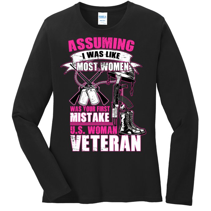 U.S. Woman Veteran Ladies Long Sleeve Shirt