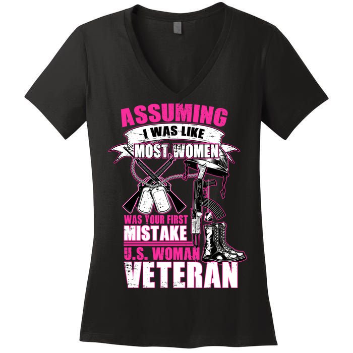 U.S. Woman Veteran Women's V-Neck T-Shirt