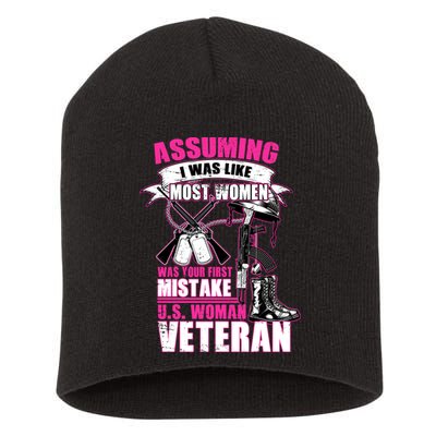 U.S. Woman Veteran Short Acrylic Beanie