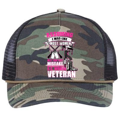 U.S. Woman Veteran Retro Rope Trucker Hat Cap