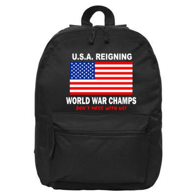U.S.A. Reigning World War Champs 16 in Basic Backpack