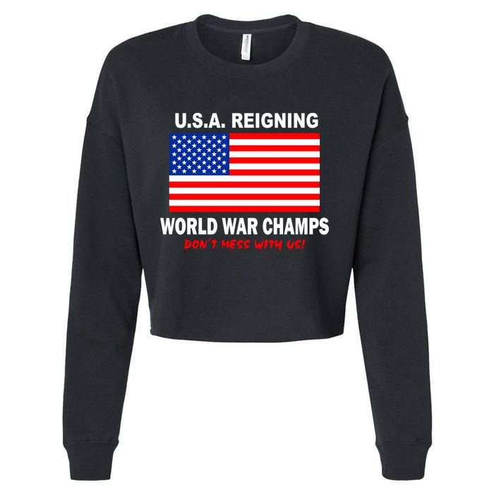 U.S.A. Reigning World War Champs Cropped Pullover Crew